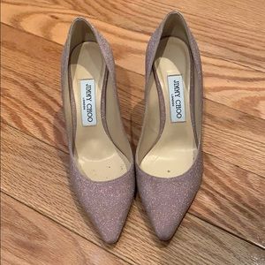 Jimmy choo glitter ballet pink glitter pumps